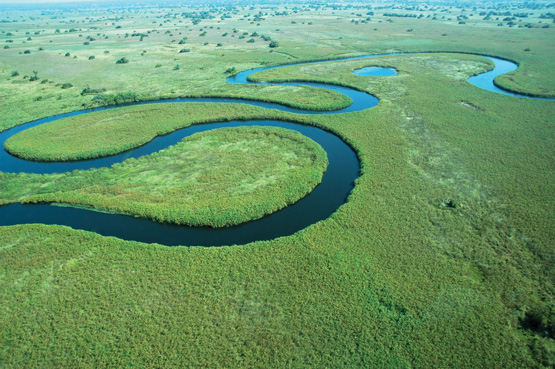 The Zambezi River meandering its way through acres of Zambian hinterland